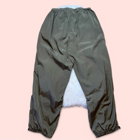 Nylon Elastic Waist Track Pants with Bungee Adjustable Ankles in Khaki Green - Picture 6 of 8